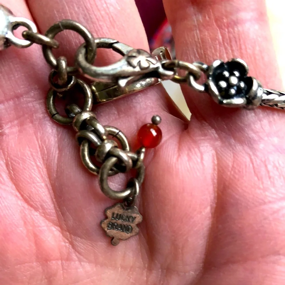 Lucky Brand Necklace With Silver Rose, Black Beads & Turquoise Accents - Picture 5 of 6